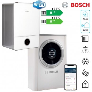 Šilumos siurblys oras-vanduo Bosch Compress 7000i AW, AWE 17 + CS7001iAW 17 OR-T, 14 kW