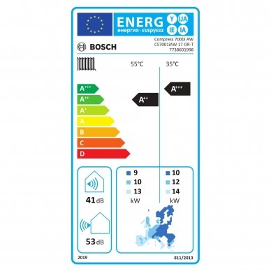 Šilumos siurblys oras-vanduo Bosch Compress 7000i AW, AWE 17 + CS7001iAW 17 OR-T, 14 kW 2